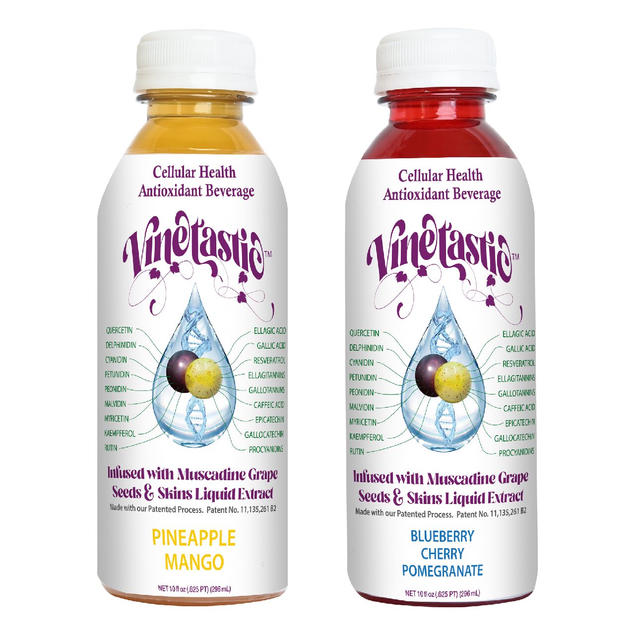 Vinetastic Antioxidant-Beverage is created from Le Bleu Vapor Compression Distilled Ultra Pure Water and infused with Mighty Muscadine Grape Seeds and Skins Liquid Extract